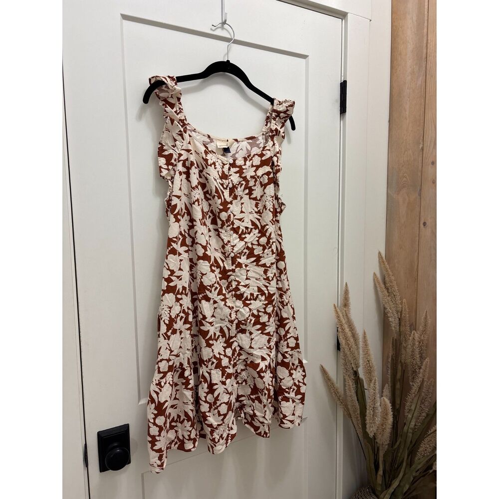 Universal Thread Boho Floral Mini Dress w/ Ruffle Straps & Pockets - L